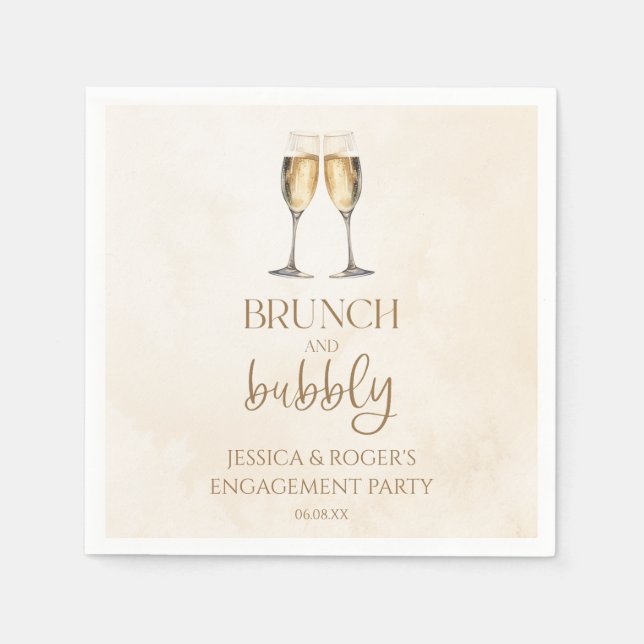 Brunch and Bubbly Engagement Party Brunch Napkins (Front)