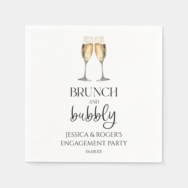 Brunch and Bubbly Engagement Party Brunch Napkins (Front)