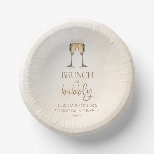 Brunch and Bubbly Engagement Party Brunch Paper Bowls (Front)