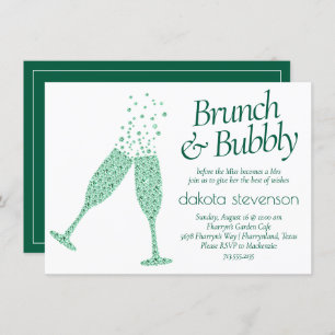 Brunch and Bubbly Eye-Catching Green Champagne Invitation