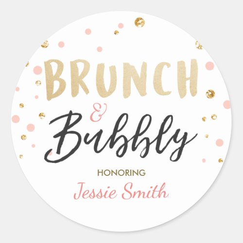 Brunch and bubbly favor tag Bridal shower pink