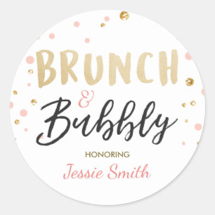 Brunch and bubbly favor tag Bridal shower pink