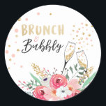 Brunch and bubbly favor tag Bridal shower pink<br><div class="desc">♥ Your own Sticker,  Cupcake Topper,  Favor Tag or Envelope Seal! Brunch and bubbly theme.</div>