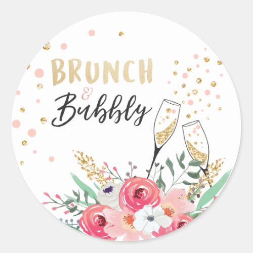 Brunch and bubbly favor tag Bridal shower pink