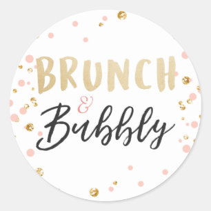 Brunch and bubbly favor tag Bridal shower pink