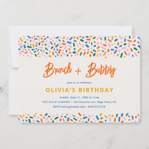 Brunch and Bubbly Festive Fun Birthday Party Invitation