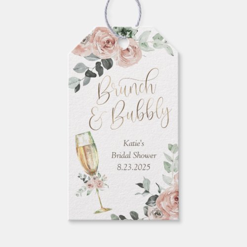 Brunch and Bubbly Floral Bridal Shower Gift Tags