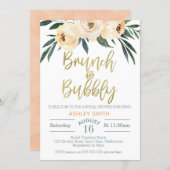 Brunch and bubbly floral bridal shower invitation (Front/Back)