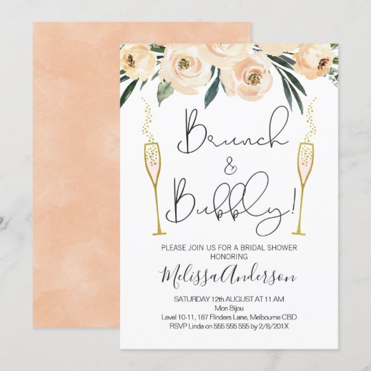 Brunch And Bubbly Floral Bridal Shower Invitation