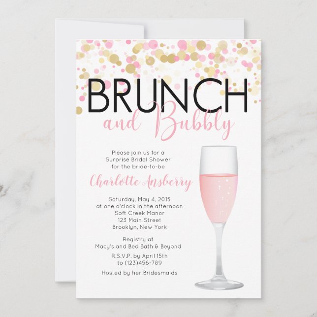 Brunch and Bubbly Floral Bridal Shower Invitation (Front)