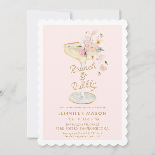 Brunch and Bubbly Floral Bridal Shower Invitation