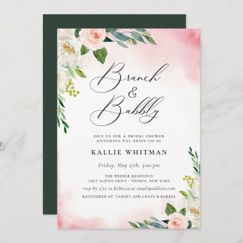 Brunch and Bubbly Floral Bridal Shower Invitation