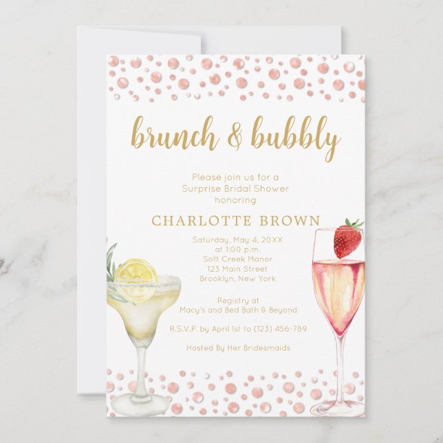Brunch and Bubbly Floral Bridal Shower Invitation (Front)