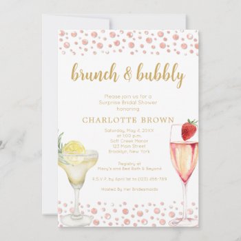Brunch And Bubbly Floral Bridal Shower Invitation by PurplePaperInvites at Zazzle