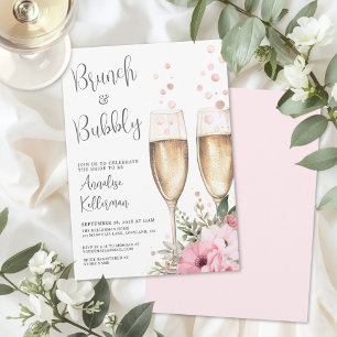 Brunch And Bubbly Floral Bridal Shower Invitation