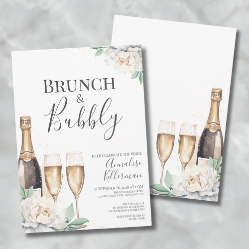 Brunch And Bubbly Floral Bridal Shower Invitation