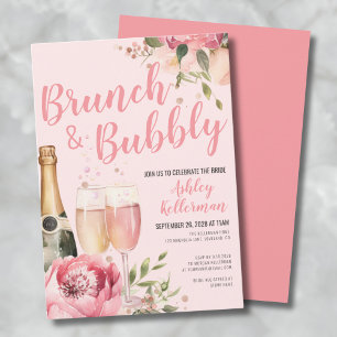 Brunch And Bubbly Floral Bridal Shower Invitation