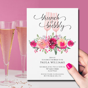 Brunch and Bubbly Floral Bridal Shower Invitation