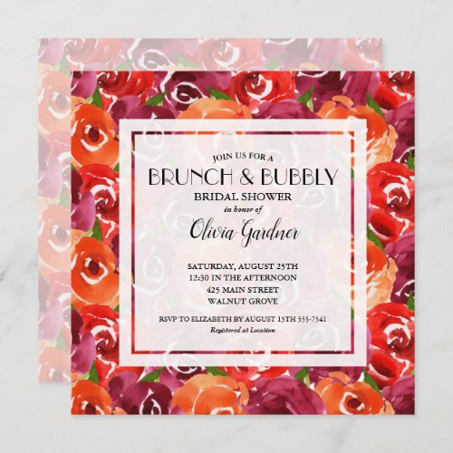 Brunch and Bubbly Floral Bridal Shower Invitation