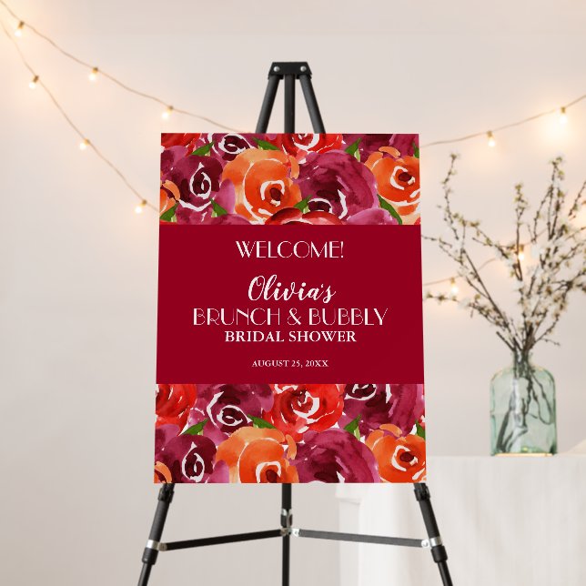 Brunch and Bubbly Floral Bridal Shower Invitations Foam Board (In Situ (Stand))