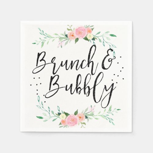 Brunch and Bubbly Floral Bridal Shower Napkin