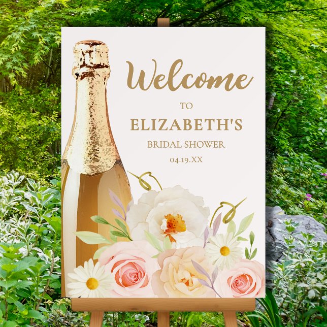 Brunch and Bubbly Floral Bridal Shower Welcome Foam Board (Brunch & Bubbly Garden Floral Bridal Shower Foam Board Welcome Sign)