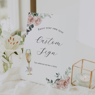 Brunch and Bubbly Floral Custom Text Sign
