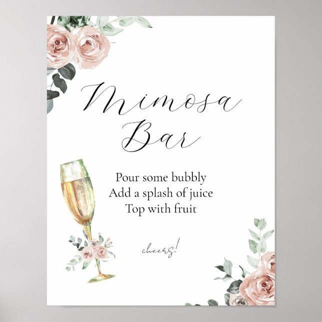 Brunch and Bubbly Floral Mimosa Bar Sign (Front)