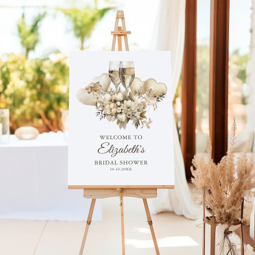 Brunch and Bubbly Flowers Bridal Shower Welcome Foam Board