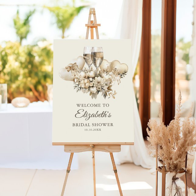 Brunch and Bubbly Flowers Bridal Shower Welcome Foam Board (Creator Uploaded)