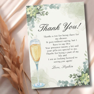 Brunch and Bubbly Glass of Champagne Bridal Shower Thank You Card
