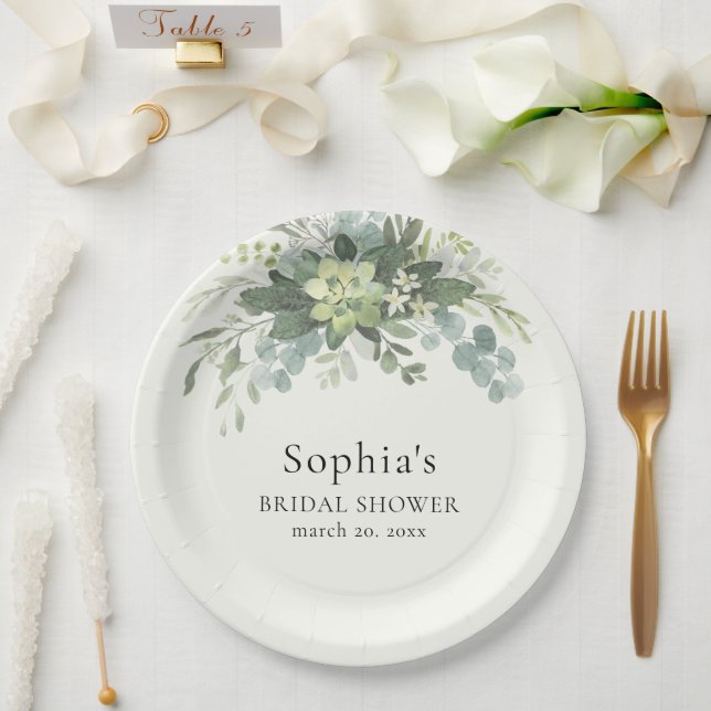 Brunch and Bubbly Glass of Champange Bridal Shower Paper Plates (Wedding)