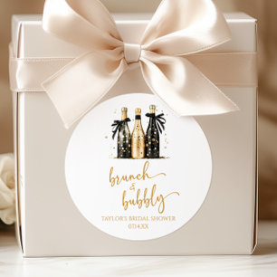 Brunch and Bubbly Gold Champagne Bridal Shower Classic Round Sticker