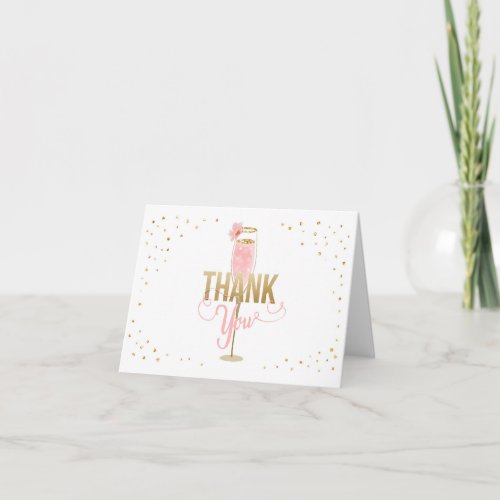 Brunch and Bubbly Gold Pink Shower Thank You Card