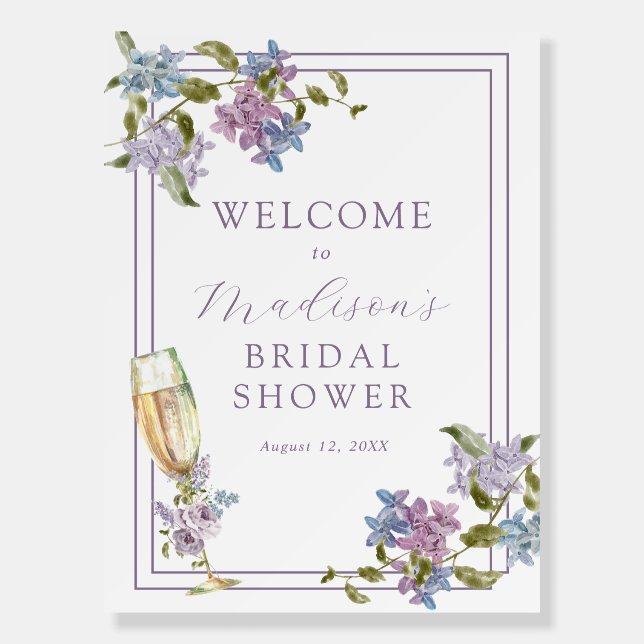 Brunch and Bubbly Lavender and Lilac Bridal Shower Foam Board (Front)