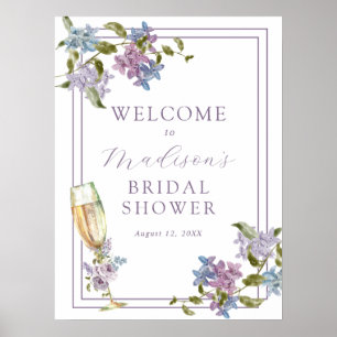 Brunch and Bubbly Lavender and Lilac Bridal Shower Poster