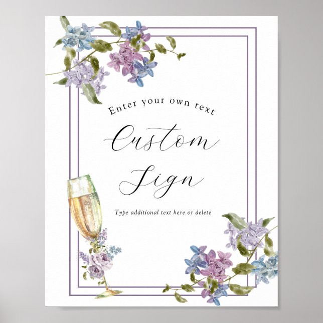 Brunch and Bubbly Lavender and Lilac Bridal Shower Poster (Front)