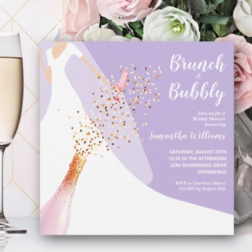 Brunch and Bubbly Lavender Bridal Shower Invitation