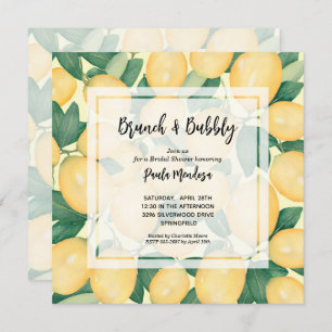 Brunch and Bubbly Lemons Bridal Shower Invitation