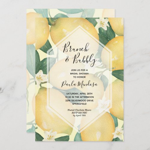 Brunch and Bubbly Lemons Bridal Shower Invitations