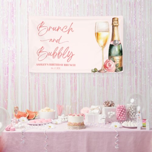Brunch and Bubbly Mimosa Champagne Birthday Brunch Banner