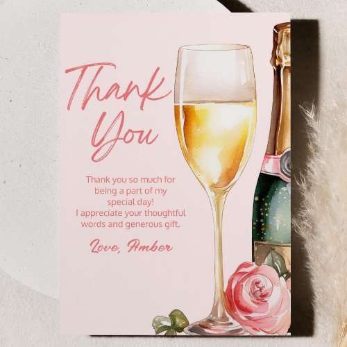 Brunch and Bubbly Mimosa Champagne Birthday Brunch Thank You Card