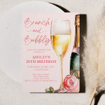 Brunch and Bubbly Mimosa Champagne Birthday Party Invitation<br><div class="desc">This is a Pink Brunch and Bubbly Floral Mimosa Champagne Birthday Party Invitation!</div>