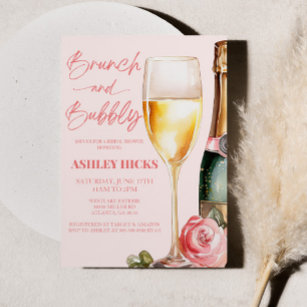 Brunch and Bubbly Mimosa Champagne Bridal Shower  Invitation
