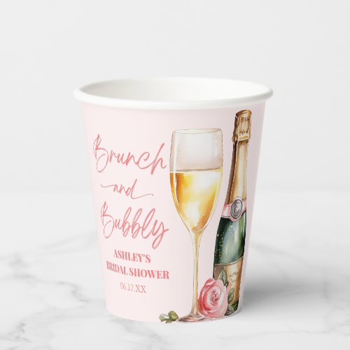 Brunch and Bubbly Mimosa Champagne Bridal Shower Paper Cups