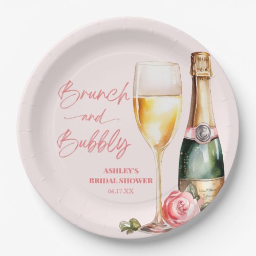 Brunch and Bubbly Mimosa Champagne Bridal Shower Paper Plates