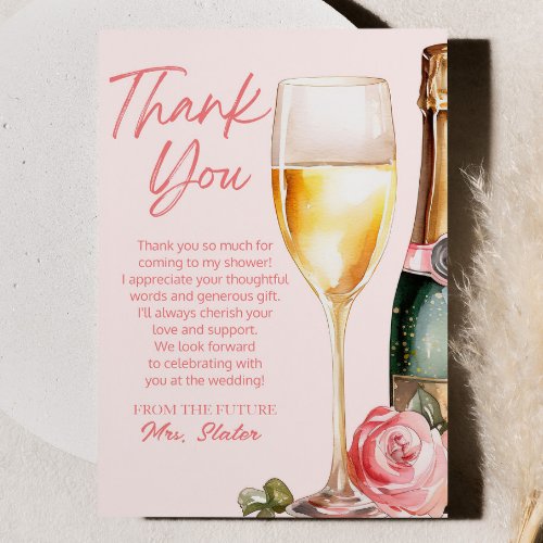 Brunch and Bubbly Mimosa Champagne Bridal Shower  Thank You Card