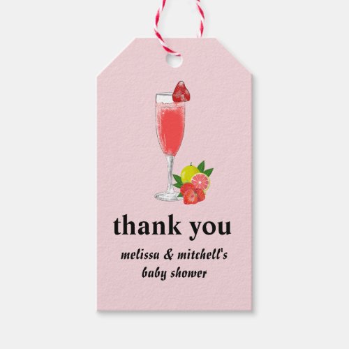 Brunch and bubbly mimosa champagne thank you gift tags