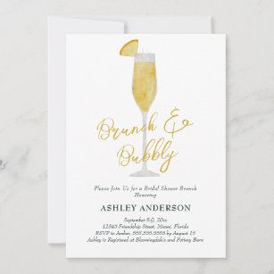 Brunch and Bubbly Mimosa Cocktail Bridal Shower Invitation