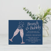 Brunch and Bubbly | Navy Blue Blush Pink Shower Invitation (Standing Front)